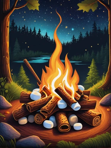 campfire,campfires,camp fire,s'more,log fire,fire background,fireside,firepit,wood fire,marshmallow art,fire pit,forest fire,camping,fireplace,background vector,bonfire,campsite,fire wood,fire place,forest background,Illustration,Paper based,Paper Based 15