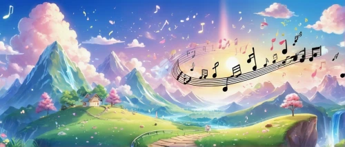 musical background,fairy world,music fantasy,orchestral,fantasy world,music background,fantasy landscape,dream world,symphony,philharmonic orchestra,symphony orchestra,orchestra,fairy village,musical ensemble,the pied piper of hamelin,elves flight,cartoon video game background,concerto for piano,fantasia,fantasy picture,Illustration,Japanese style,Japanese Style 01