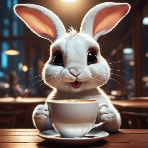 cute coffee,coffee background,white rabbit,cup of cocoa,white bunny,cappuccino,bunny,deco bunny,coffee break,little bunny,drinking coffee,a cup of coffee,coffee time,macchiato,kopi luwak,easter bunny,european rabbit,a cup of tea,mocaccino,teacup,Photography,General,Realistic