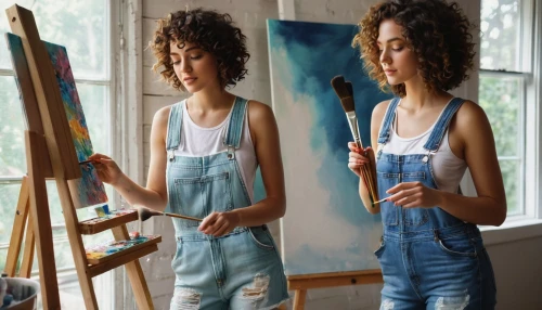 girl in overalls,overalls,denim jumpsuit,painting technique,painter,blue painting,meticulous painting,painter doll,art painting,painting,paint brushes,photo painting,artist portrait,italian painter,fabric painting,house painter,paintings,denim shapes,girl in a long,to paint,Conceptual Art,Daily,Daily 12