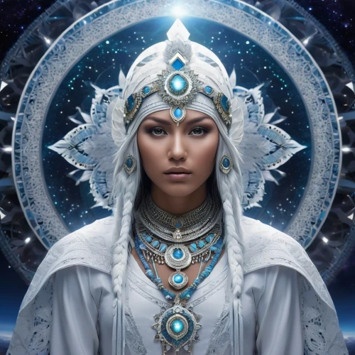 priestess,zodiac sign libra,star mother,the snow queen,ice queen,kundalini,shamanism,shamanic,suit of the snow maiden,zodiac sign gemini,sacred geometry,fantasy portrait,earth chakra,aquarius,jaya,andromeda,the zodiac sign pisces,mother earth,blue enchantress,sorceress