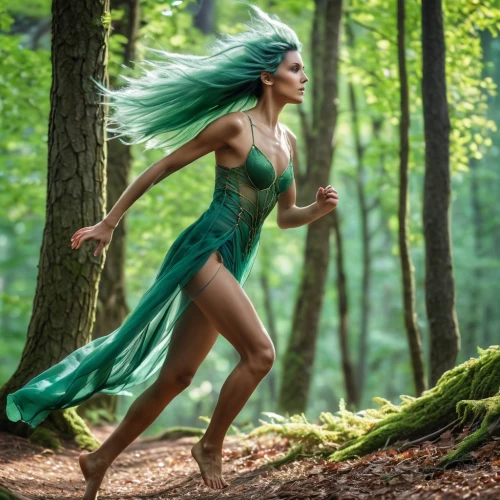 ballerina in the woods,dryad,faerie,fae,the enchantress,faery,green mermaid scale,fairies aloft,fantasy woman,merfolk,mother earth,fairy queen,bodypainting,fairy,hula,female runner,tiana,sprint woman,rusalka,frolicking,Photography,General,Realistic