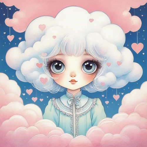 cotton candy,cumulus,cumulus cloud,clouds - sky,cumulus nimbus,cloud mushroom,little clouds,cumulus clouds,raincloud,clouds,soft pastel,cloudy,white cloud,cloudy day,cloudburst,partly cloudy,cloud mood,cloudy skies,white clouds,cloudiness,Illustration,Retro,Retro 07