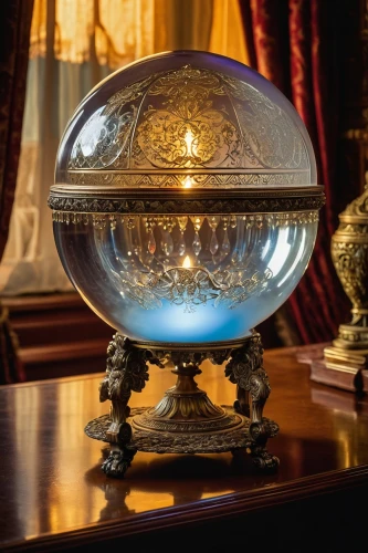 crystal ball-photography,terrestrial globe,crystal ball,blue lamp,glass sphere,orb,constellation pyxis,globes,christmas globe,table lamp,vintage lantern,table lamps,orrery,decorative plate,globe,glass ball,yard globe,snow globes,stone lamp,oil lamp,Illustration,Retro,Retro 18