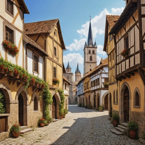 rothenburg,bamberg,medieval street,medieval architecture,medieval town,erfurt,half-timbered houses,regensburg,miltenberg,freiburg,muenster,nuremberg,alsace,hildesheim,eguisheim,franconian switzerland,rhineland palatinate,sigmaringen,colmar,tübingen,Photography,General,Realistic