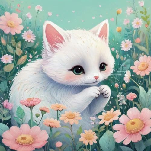 blossom kitten,flower cat,flower animal,white cat,eglantine,tea party cat,kitten,bunny on flower,cute cat,springtime background,flower background,flower painting,spring background,little cat,soft pastel,cat kawaii,floral background,pink cat,spring unicorn,picking flowers,Photography,Fashion Photography,Fashion Photography 07