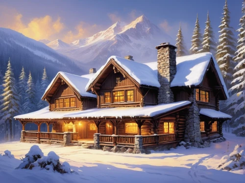 winter house,house in mountains,house in the mountains,the cabin in the mountains,snow house,log cabin,mountain hut,chalet,winter village,snow scene,mountain huts,snow landscape,christmas landscape,winter landscape,log home,snowy landscape,winter background,beautiful home,snow roof,home landscape,Art,Classical Oil Painting,Classical Oil Painting 44