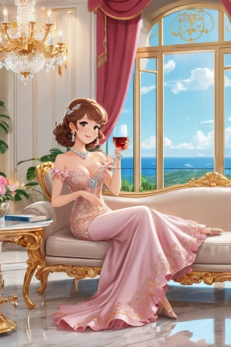 beauty room,princess leia,pearls,cinderella,tiana,venetia,poker primrose,salon,high tea,elegance,bridal suite,love pearls,afternoon tea,angelica,rococo,cg artwork,honmei choco,princess anna,elegant,parasol,Illustration,Japanese style,Japanese Style 01