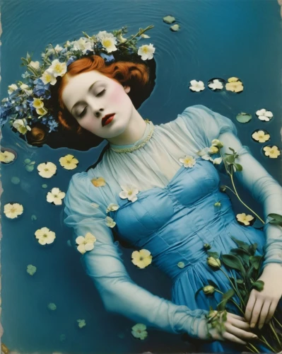 the sleeping rose,water nymph,rusalka,blue rose,forget-me-not,lillian gish - female,the sea maid,sleeping rose,secret garden of venus,girl lying on the grass,vintage art,vintage flowers,magnolia,blue bonnet,submerged,fallen petals,idyll,vintage woman,orange blossom,water forget me not,Photography,Black and white photography,Black and White Photography 09