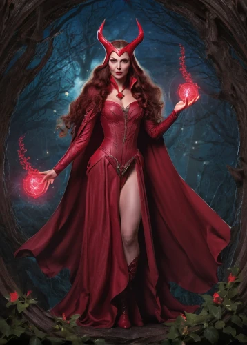 scarlet witch,sorceress,devil,the enchantress,fantasy woman,evil fairy,red lantern,fae,red riding hood,fantasy art,vampire woman,fire siren,taurus,evil woman,the zodiac sign taurus,lady in red,fantasy picture,darth talon,dodge warlock,fantasia,Illustration,Realistic Fantasy,Realistic Fantasy 02