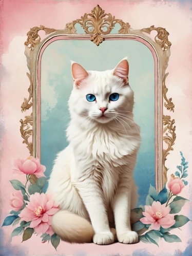 birman,cat portrait,blue eyes cat,cat with blue eyes,white cat,pet portrait,turkish van,vintage cat,napoleon cat,cat on a blue background,cat kawaii,portrait background,siamese cat,pink cat,cat frame,turkish angora,romantic portrait,custom portrait,eglantine,cat image,Conceptual Art,Daily,Daily 20