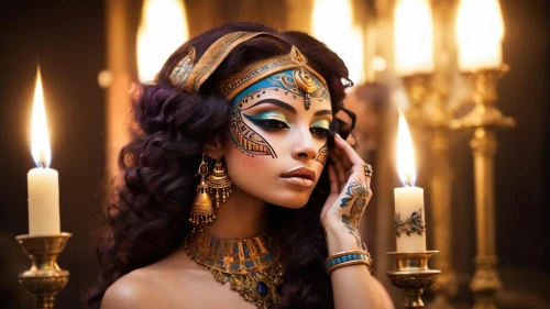 ancient egyptian girl,cleopatra,priestess,egyptian,ancient egyptian,fantasy portrait,arabian,fantasy art,ancient egypt,gold jewelry,pharaonic,adornments,oriental princess,sorceress,venetian mask,fantasy woman,masquerade,indian bride,tattoo girl,gold mask