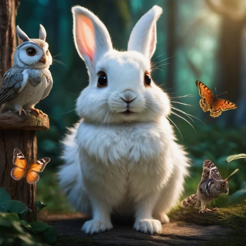rabbit owl,white rabbit,rabbits and hares,audubon's cottontail,european rabbit,rabbit family,peter rabbit,little rabbit,rabbits,white bunny,little bunny,cottontail,wild rabbit,whimsical animals,dwarf rabbit,woodland animals,bunny,rabbit,snowshoe hare,gray hare,Photography,General,Fantasy