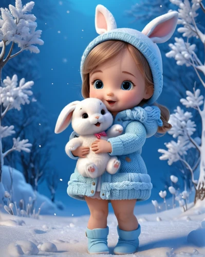 cute cartoon image,cute cartoon character,winter background,snow scene,christmas snowy background,little bunny,snowflake background,children's background,winterblueher,the snow queen,girl and boy outdoor,white bunny,little boy and girl,agnes,snow white,winter animals,soft toys,little rabbit,snow man,bunny,Unique,3D,3D Character