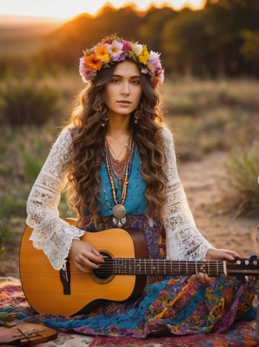 gypsy soul,folk music,bohemian,boho,hippie,hippie time,gypsy hair,country dress,beautiful girl with flowers,acoustic guitar,hippie fabric,gypsy,hippy,old country roses,gipsy,acoustic-electric guitar,guitar,cavaquinho,girl in flowers,desert flower,Art,Classical Oil Painting,Classical Oil Painting 38