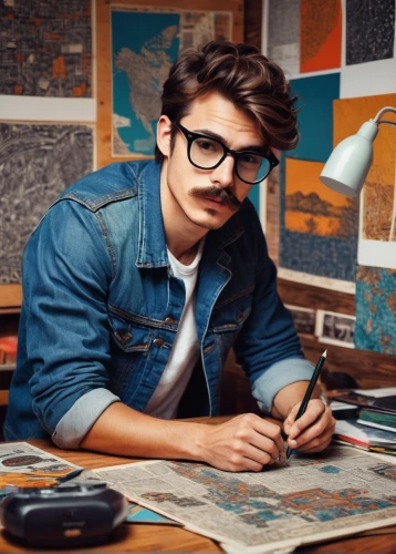 male poses for drawing,illustrator,hipster,italian painter,artist portrait,reading glasses,coloring for adults,scholar,learn to write,writing or drawing device,drawing course,painting technique,tutor,author,coloring picture,photoshop school,librarian,table artist,coloring book for adults,colored pencil background,Illustration,Realistic Fantasy,Realistic Fantasy 25