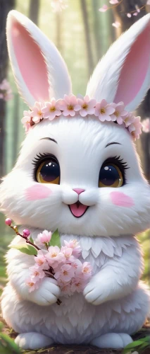 blossom kitten,fennec,spring background,white bunny,rabbit owl,easter background,cute cartoon character,bunny on flower,little bunny,springtime background,easter banner,bunny,flower animal,easter theme,white rabbit,cottontail,little rabbit,deco bunny,cute cartoon image,sakura mochi,Conceptual Art,Fantasy,Fantasy 02