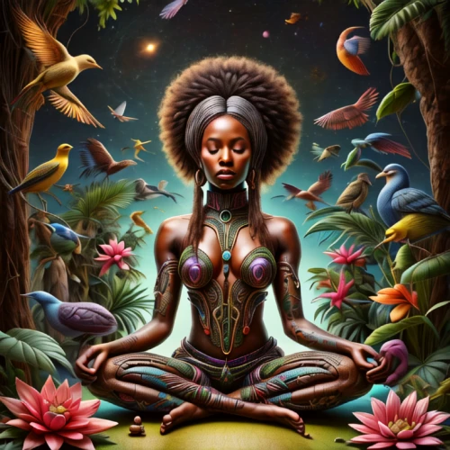 mother earth,earth chakra,root chakra,shamanic,heart chakra,mother nature,psychedelic art,afro-american,consciousness,spirituality,kundalini,pachamama,meditate,afroamerican,afro american,connectedness,shamanism,sacred art,black woman,conscious