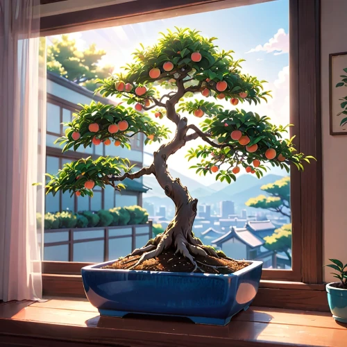 bonsai tree,bonsai,maple bonsai,growing mandarin tree,tangerine tree,elm bonsai,the japanese tree,dragon tree,potted tree,flourishing tree,blood maple,silk tree,pine tree,small tree,hokka tree,strawberry tree,sakura tree,tree top,blossom tree,smaller tree,Anime,Anime,Realistic