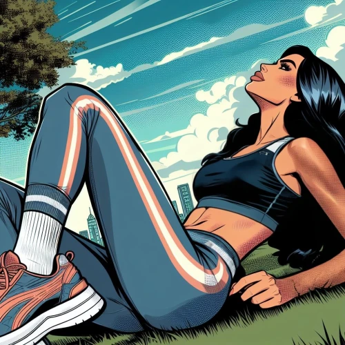 mary jane,girl lying on the grass,super heroine,marvel comics,retro woman,muscle woman,wonder woman city,sports girl,woman laying down,retro girl,retro women,super woman,girl sitting,background ivy,woman sitting,harley,wonder woman,relaxed young girl,athletic shoes,wonderwoman