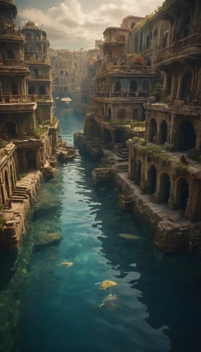 ancient city,imperial shores,atlantis,gunkanjima,the ancient world,waterscape,artificial island,underwater oasis,the body of water,lagoon,water scape,underwater landscape,water castle,floating islands,aqua studio,exploration of the sea,artificial islands,kadala,emerald sea,the endless sea,Photography,General,Cinematic