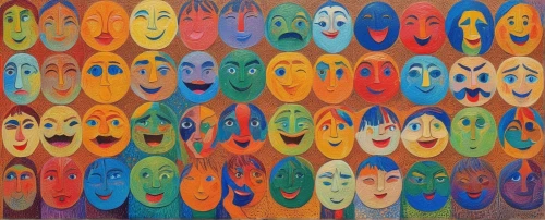 multicolor faces,smilies,dental icons,smileys,faces,happy faces,animal faces,emoticons,audience,emojis,african masks,aboriginal artwork,folk art,comedy tragedy masks,masks,chorus,aboriginal art,expressions,emotions,laughing buddha,Conceptual Art,Daily,Daily 31