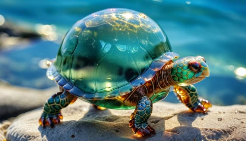 water turtle,green sea turtle,sea turtle,green turtle,loggerhead turtle,terrapin,land turtle,turtle,loggerhead sea turtle,baby turtle,glass yard ornament,galápagos tortoise,the beach crab,freshwater crab,sea-life,pond turtle,lensball,water frog,colorful glass,painted turtle