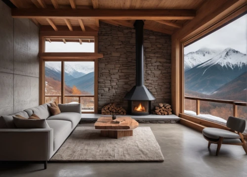 the cabin in the mountains,alpine style,house in mountains,mountain hut,house in the mountains,fire place,chalet,zermatt,fireplace,alpine hut,fireplaces,mountain huts,winter house,living room,winter window,livingroom,beautiful home,avalanche protection,wood window,wooden beams,Illustration,Japanese style,Japanese Style 15