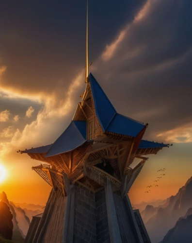 asian architecture,thai temple,mountain sunrise,fantasy picture,lotus temple,fantasy landscape,chinese temple,roof landscape,russian pyramid,temple fade,summit castle,stargate,white temple,alpine sunset,mountain settlement,stave church,chinese architecture,nepal,buddhist temple complex thailand,buddhist temple,Photography,General,Realistic