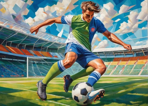 soccer player,footballer,world cup,soccer kick,football player,oil on canvas,oil painting on canvas,european football championship,soccer,women's football,futebol de salão,ronaldo,pallone,soccer-specific stadium,oil painting,link,soccer ball,athletic,sportsman,crouch,Art,Artistic Painting,Artistic Painting 45