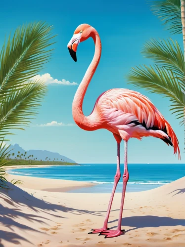 pink flamingo,flamingo couple,greater flamingo,flamingo,cuba flamingos,two flamingo,flamingo pattern,tropical bird,flamingos,flamingo with shadow,pink beach,tropical birds,pink flamingos,tropical bird climber,exotic bird,tropical animals,flamingoes,coastal bird,lawn flamingo,bird island,Illustration,American Style,American Style 10
