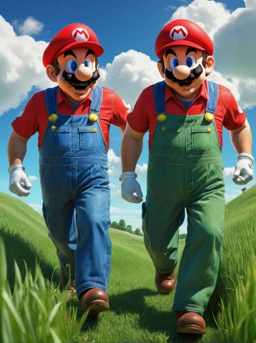 super mario brothers,mario bros,super mario,mario,luigi,farmers,grass family,aaa,game characters,greed,toadstools,forest workers,nintendo,plumber,dad grass,game art,grass blades,up,farming,wall,Illustration,Realistic Fantasy,Realistic Fantasy 28