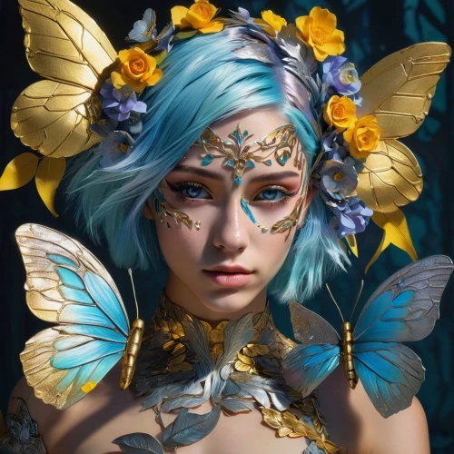 faerie,faery,flower fairy,golden passion flower butterfly,blue passion flower butterflies,ulysses butterfly,blue butterflies,fairy queen,morpho butterfly,vanessa (butterfly),julia butterfly,fantasy portrait,photoshoot butterfly portrait,melanargia,butterfly floral,fairy peacock,lepidopterist,fairy,morpho,butterflies,Photography,Artistic Photography,Artistic Photography 08