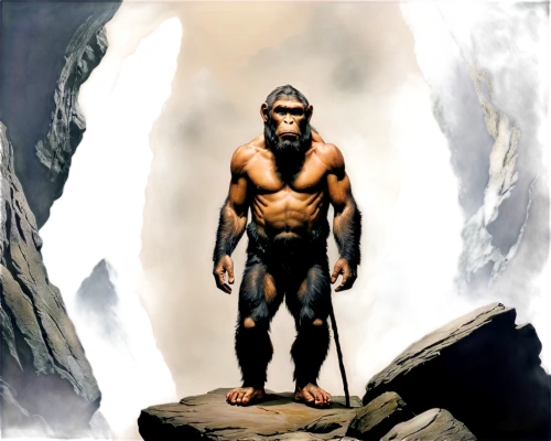 neanderthal,cave man,neanderthals,caveman,primitive person,paleolithic,ape,barbarian,prehistory,primitive man,stone age,chimpanzee,human evolution,great apes,baboon,bonobo,macaque,mountain guide,kong,primate,Illustration,Abstract Fantasy,Abstract Fantasy 16