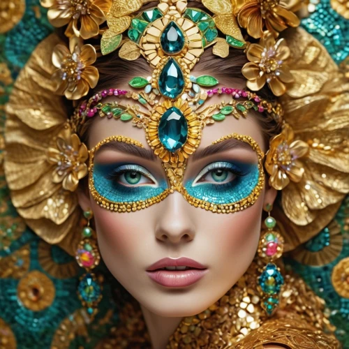 venetian mask,masquerade,cleopatra,the carnival of venice,golden mask,golden wreath,headdress,oriental princess,fairy peacock,orientalism,adornments,peacock,gold ornaments,gold filigree,asian costume,peacock eye,gold mask,brazil carnival,rebana,headpiece,Photography,General,Cinematic