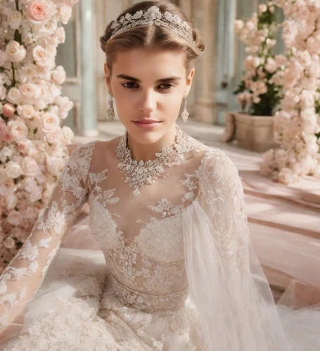 wedding dresses,wedding dress,bridal jewelry,wedding gown,bridal dress,bridal,blonde in wedding dress,princess sofia,bridal clothing,a princess,enchanting,debutante,princess crown,bridal accessory,princess,wedding dress train,fairy queen,bride,diadem,silver wedding,Photography,Realistic