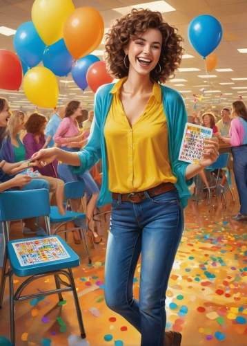 colorful balloons,advertising campaigns,blue balloons,little girl with balloons,sprint woman,happy birthday balloons,hostess,girl with cereal bowl,girl at the computer,bookkeeper,retro women,coloring book for adults,salesgirl,advertising figure,color book,librarian,illustrator,digital compositing,waitress,kids party,Conceptual Art,Oil color,Oil Color 03