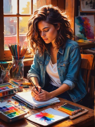 girl studying,painting technique,artist,girl drawing,artist portrait,art painting,table artist,italian painter,painter,oil painting,illustrator,world digital painting,girl portrait,girl at the computer,oil painting on canvas,photo painting,meticulous painting,painting,watercolor shops,woman playing,Conceptual Art,Oil color,Oil Color 07