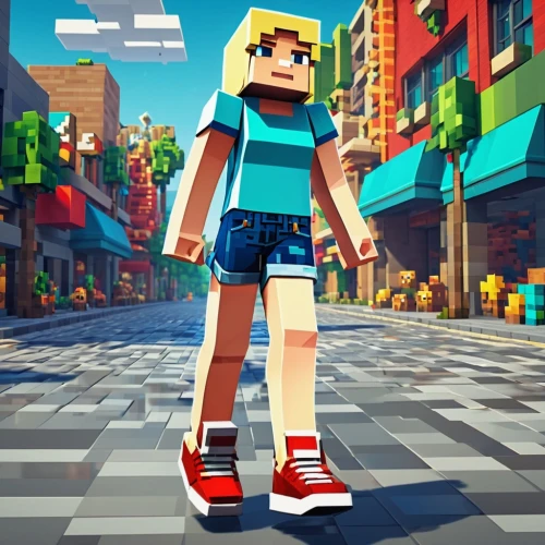 3d rendered,render,3d render,edit icon,cinema 4d,elphi,anime 3d,cobble,play street,color is changable in ps,minecraft,brick background,action-adventure game,stylized,animated cartoon,cobblestone,retro styled,3d background,fashion girl,miner,Unique,Pixel,Pixel 03