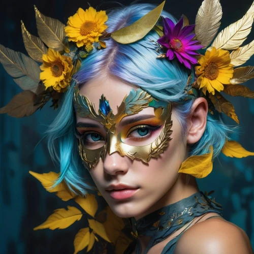 feather headdress,face paint,faerie,flower fairy,masquerade,faery,laurel wreath,golden wreath,fairy peacock,venetian mask,headdress,sunflower coloring,sunflowers,fantasy portrait,floral wreath,golden mask,gold mask,sunflowers and locusts are together,sunflower,yellow crown amazon,Photography,Artistic Photography,Artistic Photography 08