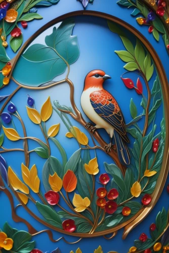 an ornamental bird,ornamental bird,floral and bird frame,decoration bird,bird painting,flower and bird illustration,glass painting,iranian nowruz,colorful birds,blue birds and blossom,dove of peace,robin redbreast,rosella,decorative plate,decorative art,birds blue cut glass,bird pattern,arabic background,ornamental duck,songbirds,Photography,General,Realistic