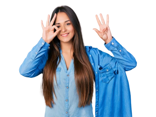 hand sign,woman pointing,hand gesture,artificial hair integrations,girl with speech bubble,girl on a white background,the gesture of the middle finger,asian semi-longhair,peace sign,sign language,transparent background,pointing woman,management of hair loss,blue background,denim background,hand gestures,denim jumpsuit,woman holding a smartphone,net promoter score,yogananda,Conceptual Art,Fantasy,Fantasy 20