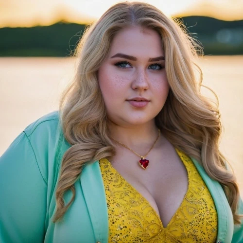 plus-size model,the blonde in the river,beautiful young woman,celtic woman,sarah,blonde woman,necklace,tori,senior photos,yellow jumpsuit,golden haired,erica,daphne,yellow background,sexy woman,aurora yellow,amber,plus-size,lena,pretty young woman