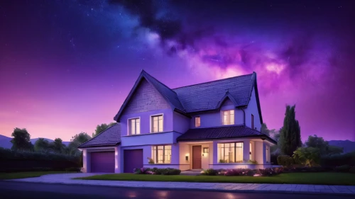 purple landscape,beautiful home,house silhouette,smart home,home landscape,house sales,home automation,two story house,lonely house,nothern lights,smart house,house insurance,auroras,smarthome,the purple-and-white,purple,rich purple,estate agent,house purchase,house painting,Photography,General,Commercial