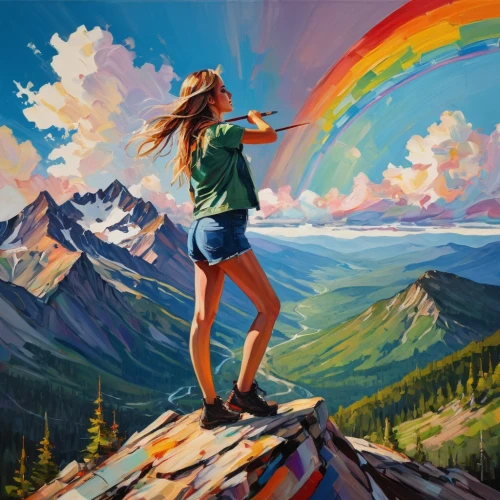 rainbow background,colorful background,art painting,landscape background,painting technique,world digital painting,the spirit of the mountains,rainbow colors,rainbow,mountain scene,creative background,rainbow color palette,background colorful,mountain top,rainbow flag,rainbow clouds,mountain hiking,psychedelic art,rainbow unicorn,colors rainbow,Conceptual Art,Oil color,Oil Color 08