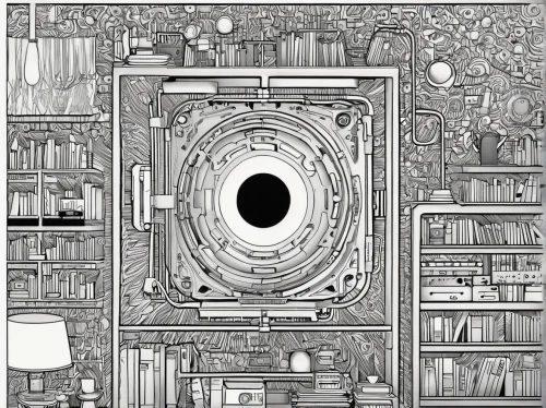 cross-section,cross section,computer tomography,camera illustration,computed tomography,panopticon,book pages,microscope,book electronic,computer art,motherboard,spherical image,mri machine,cyclocomputer,circuitry,wormhole,circuit board,microcassette,scientific instrument,magnification,Illustration,Black and White,Black and White 14