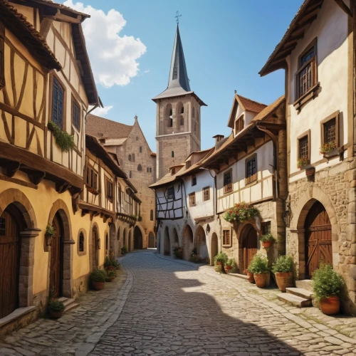 medieval street,rothenburg,alsace,medieval architecture,bamberg,medieval town,franconian switzerland,eguisheim,colmar,schaffhausen,to staufen,half-timbered houses,thun,colmar city,gruyere you savoie,bacharach,rapperswil,hildesheim,goslar,nuremberg,Photography,General,Realistic