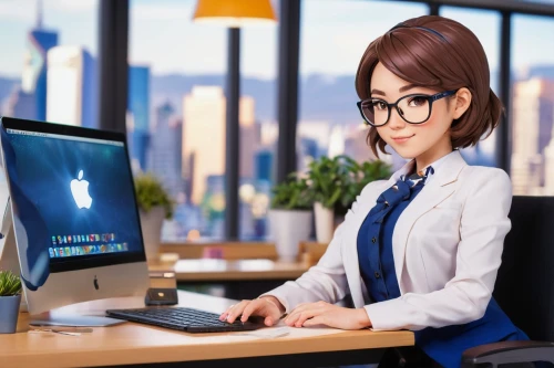 girl at the computer,women in technology,blur office background,bussiness woman,online business,bookkeeper,office worker,receptionist,school administration software,computer business,white-collar worker,online course,make money online,digital marketing,place of work women,switchboard operator,night administrator,desktop support,online marketing,bookkeeping,Illustration,Japanese style,Japanese Style 02