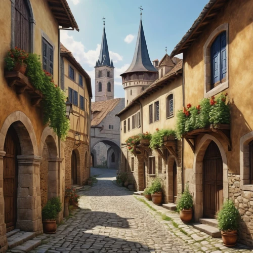 medieval street,medieval town,medieval architecture,the cobbled streets,medieval,narrow street,medieval market,provence,townhouses,old city,townscape,france,the old town,old town,beautiful buildings,knight village,spa town,houses clipart,thun,french digital background
