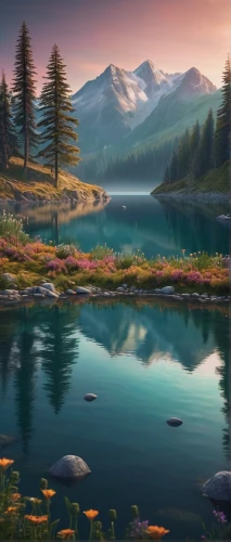 landscape background,fantasy landscape,salt meadow landscape,beautiful landscape,mountain landscape,nature landscape,meadow landscape,river landscape,purple landscape,beautiful lake,alpine lake,mountainous landscape,mountain scene,landscape nature,background view nature,world digital painting,heaven lake,evening lake,beauty scene,mountain meadow,Photography,General,Sci-Fi